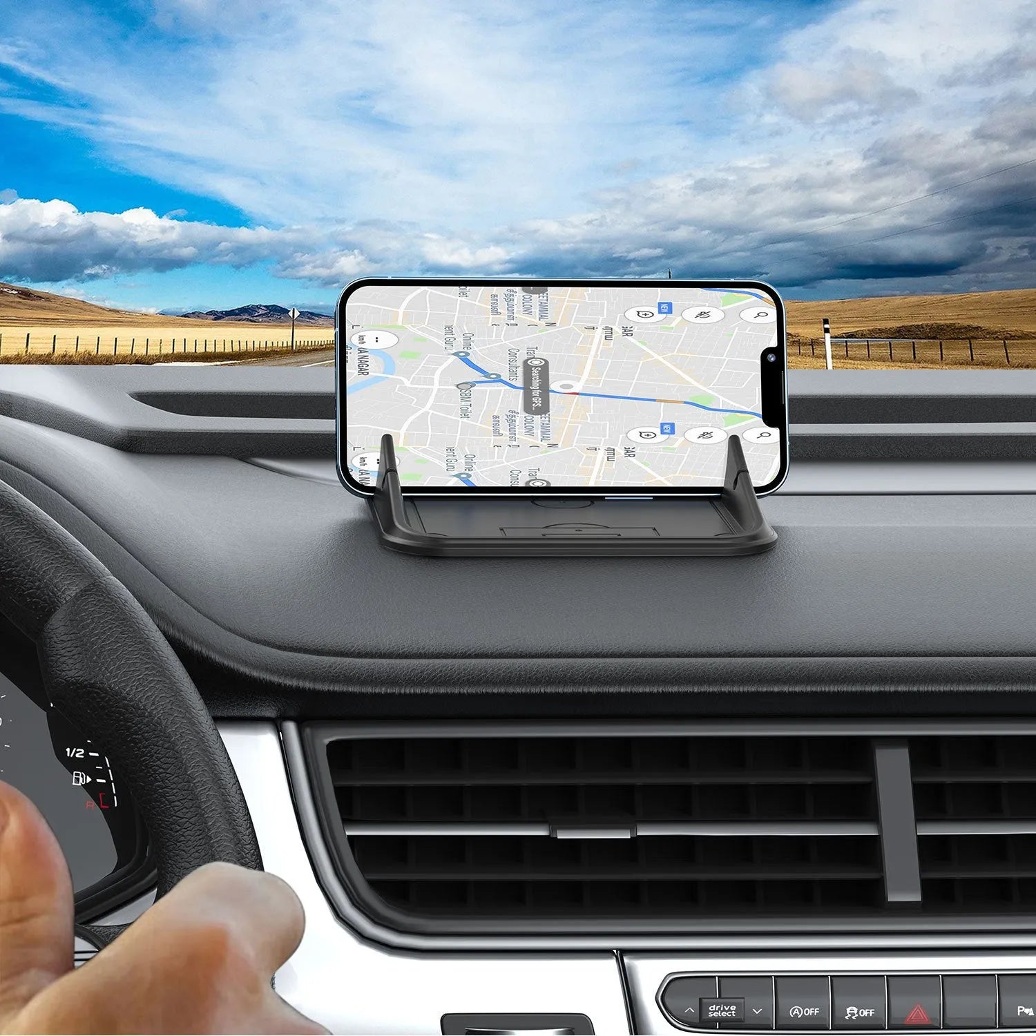 Silicone automobile phone holder in Peak-X5 colour for dashboard and desktop use