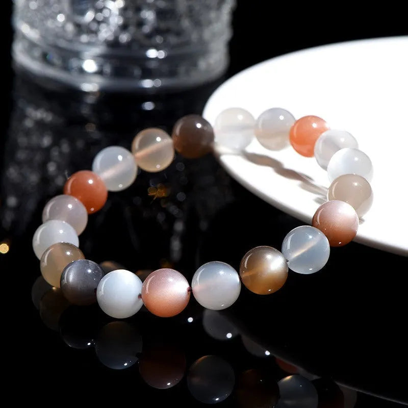Natural colourful moonlight bracelet with 8mm moonstone beads in single circle design