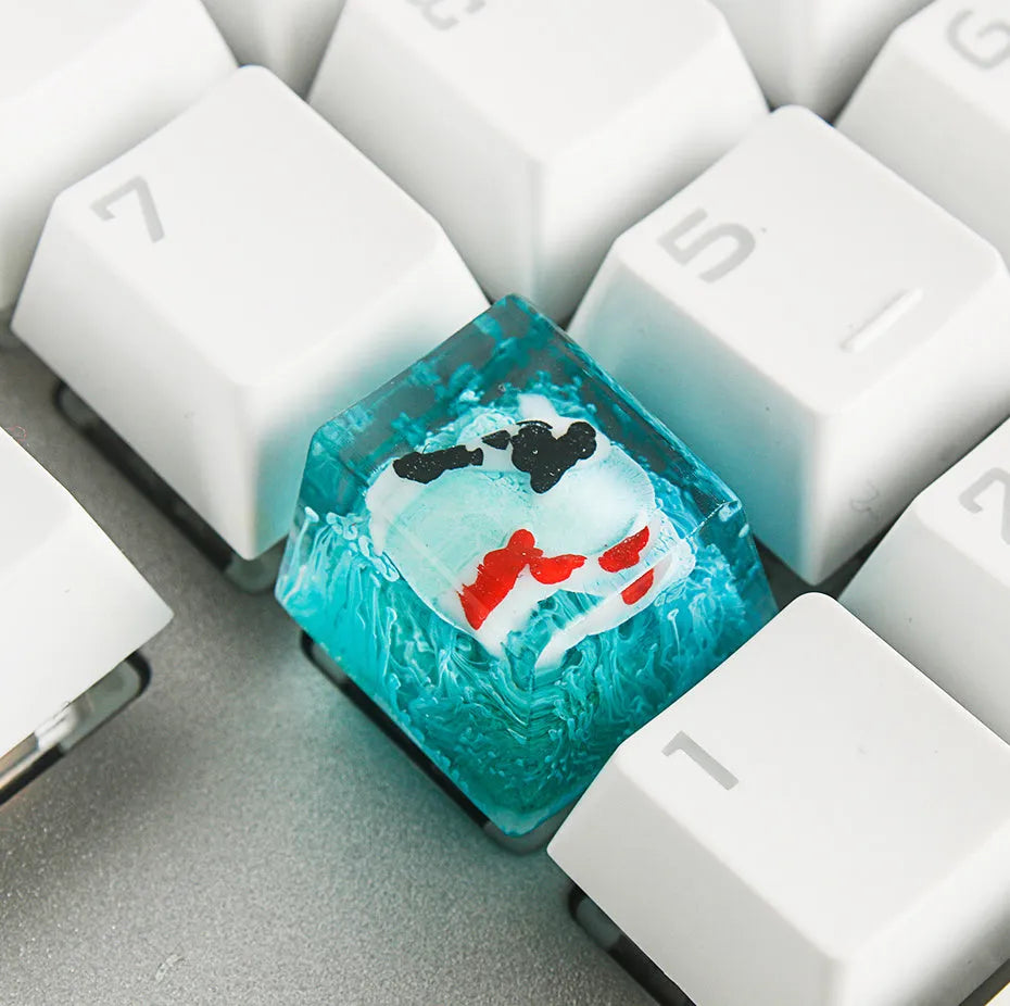 Resin keycap with koi pond scenery artwork for Cherry MX mechanical keyboard backspace