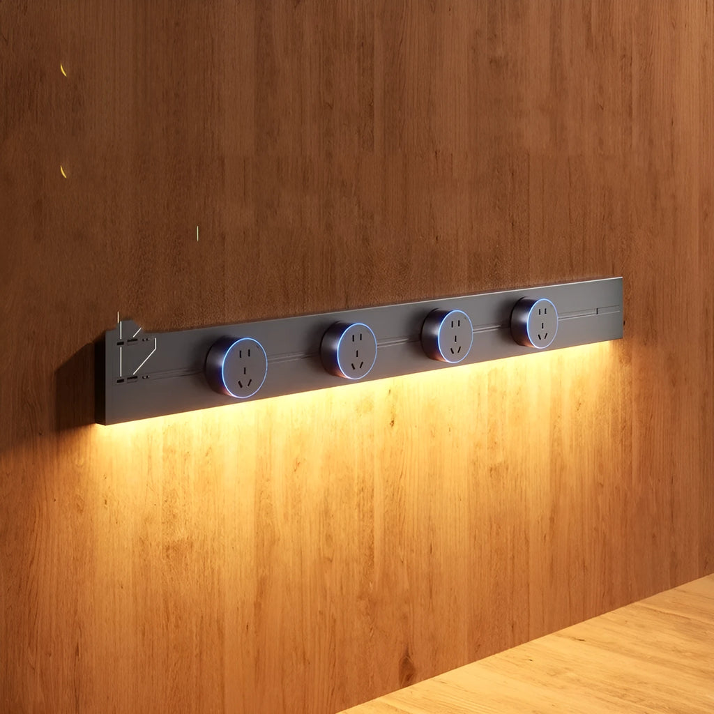 Movable induction lamp rail socket for sideboard cabinet, aluminium alloy track, phosphor tin bronze conductors, black white or grey