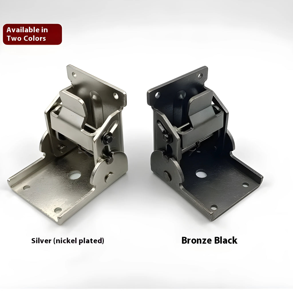 Furniture foot corner folding hinge in nickel silver finish for cabinet doors