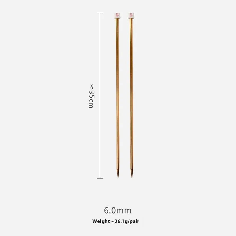 Set of lengthened crochet hooks with protective caps, showing hooks in various metric sizes from 2.0mm to 10.0mm.