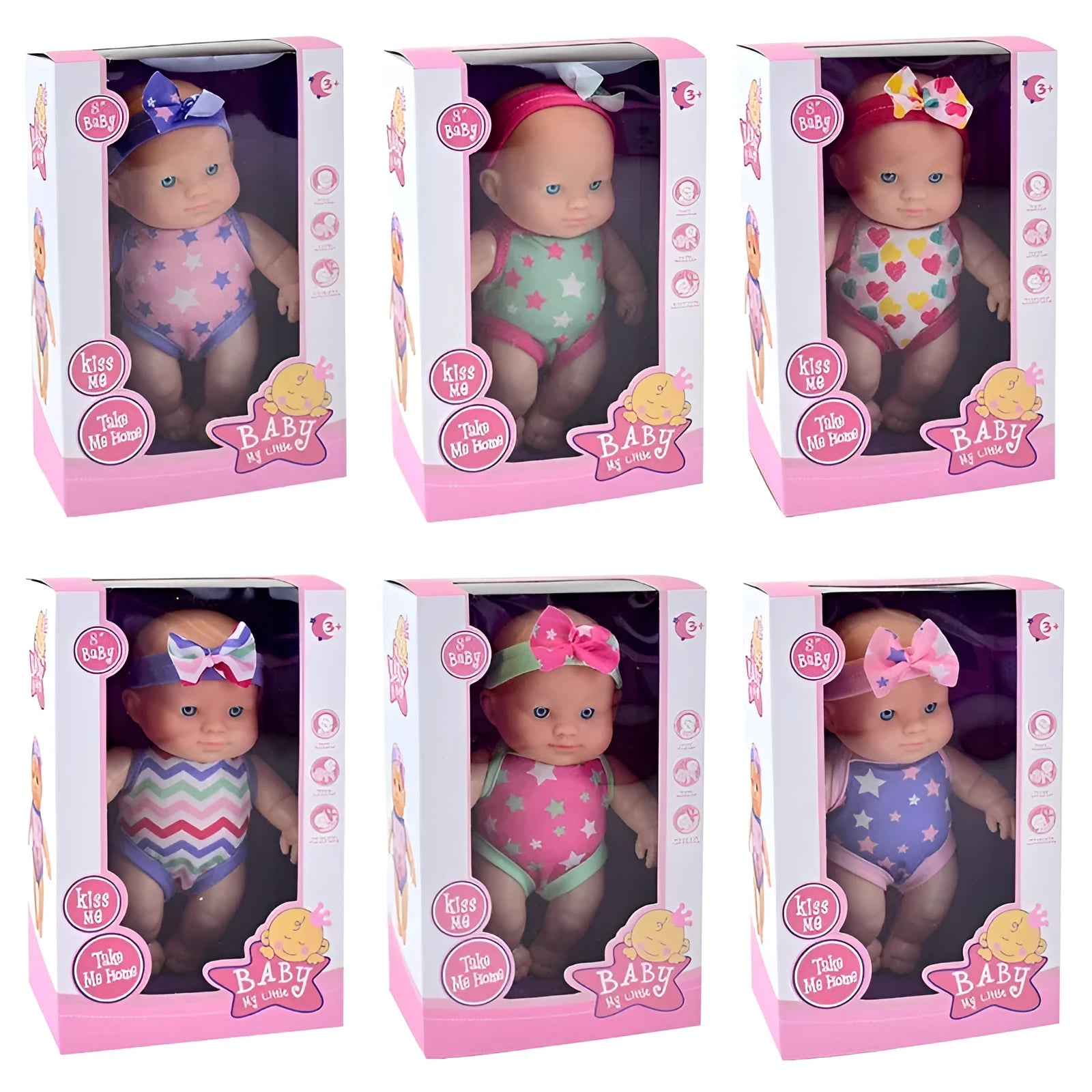 A 21.5cm tall vinyl simulation baby doll figurine in a colour box.