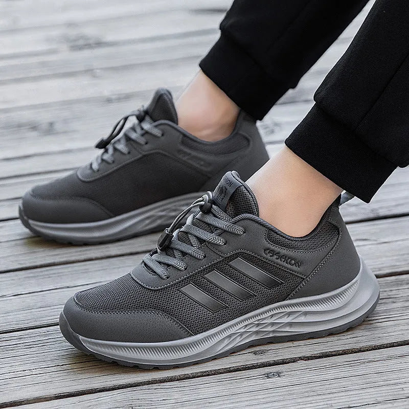 Breathable mesh elastic slip-on shoes for men and women in various colours on a non-slip sole.
