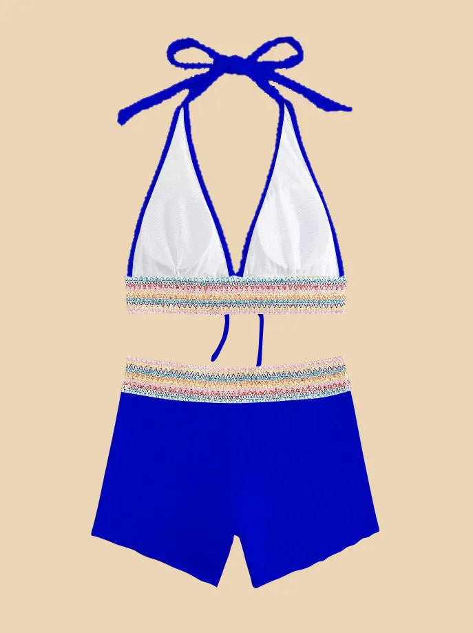 Women's high-waist split bikini swimsuit in polyester fabric