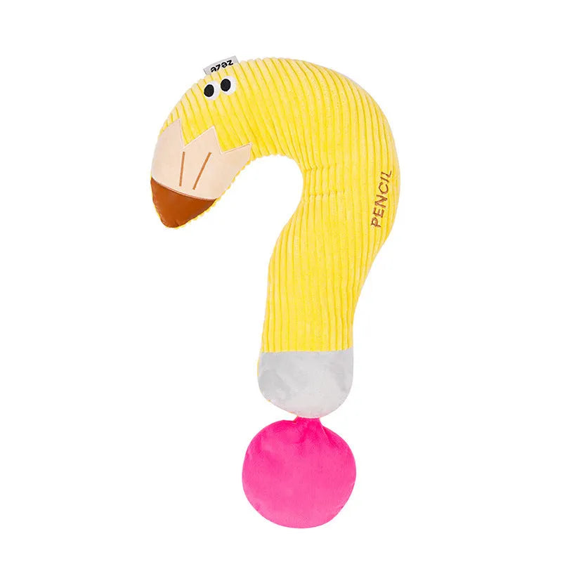 Fleece cloth pet pillow in pencil shape, 66cm long, on a neutral background