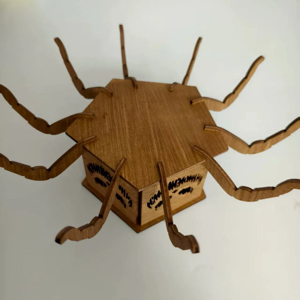Wooden Halloween candlestick with ghost and spider miniature lantern design measuring 21cm tall