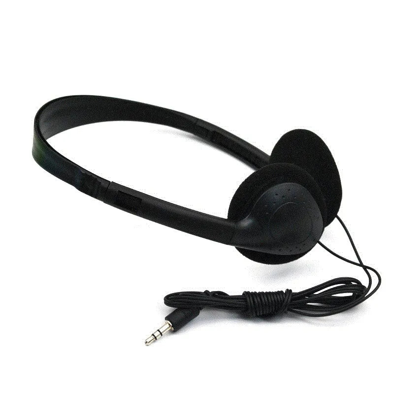 Solid colour wired airline headphones with 3.5mm plug and ABS build in multiple colours