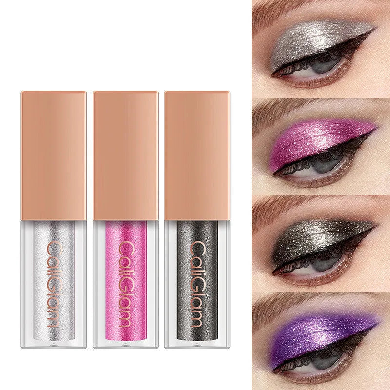 Multicolor pearl glitter liquid eyeshadow set in black base with 8 shimmer shades classification C005