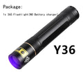Y36 365nm UV fluorescence detection torch with aluminium alloy housing for professional and home use applications