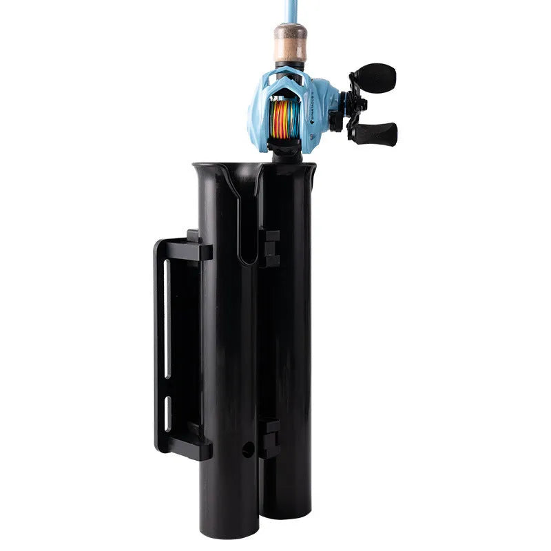 Carbon fishing rod rack mounted on bicycle frame with double-layer plastic construction