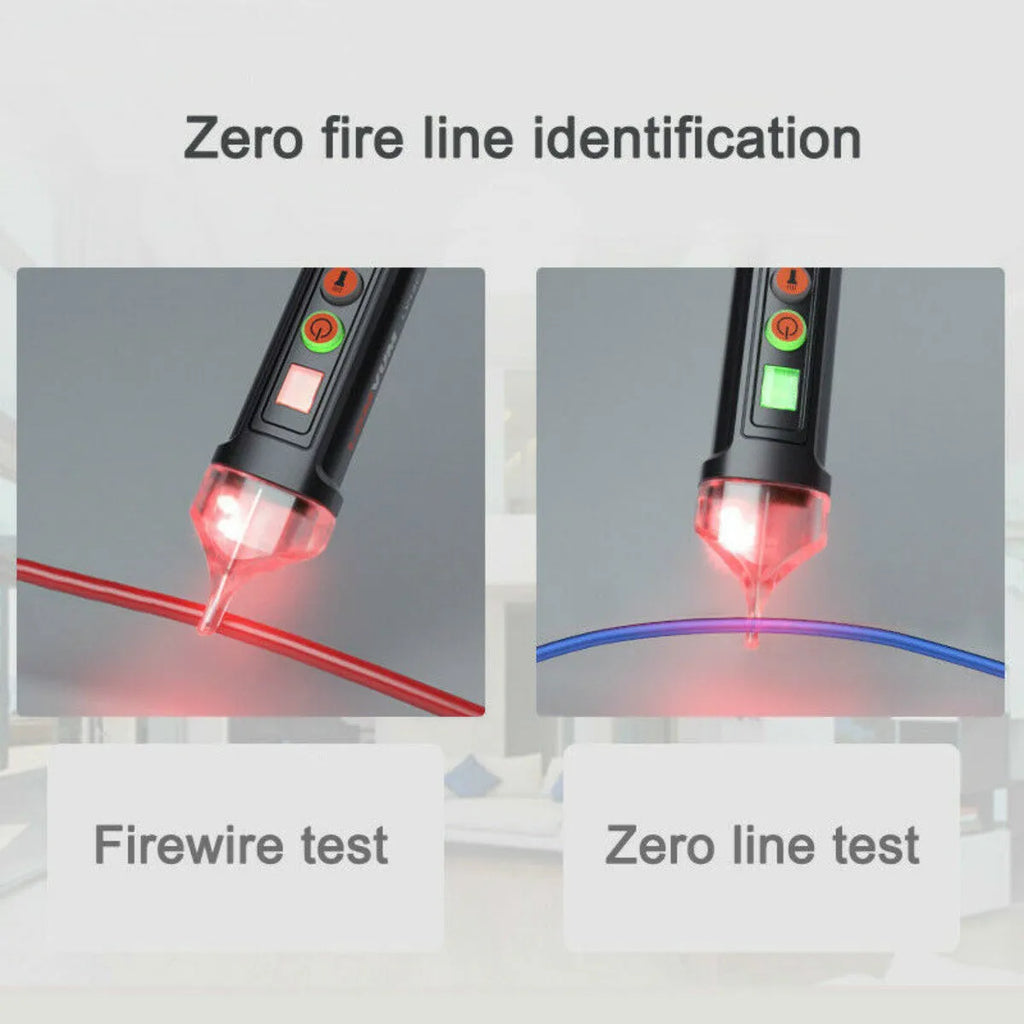Black intelligent electrical test pen with automatic shut-off feature for voltage and line detection