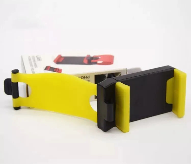 Black car steering wheel mobile phone holder made of ABS plastic, showing its 75mm width