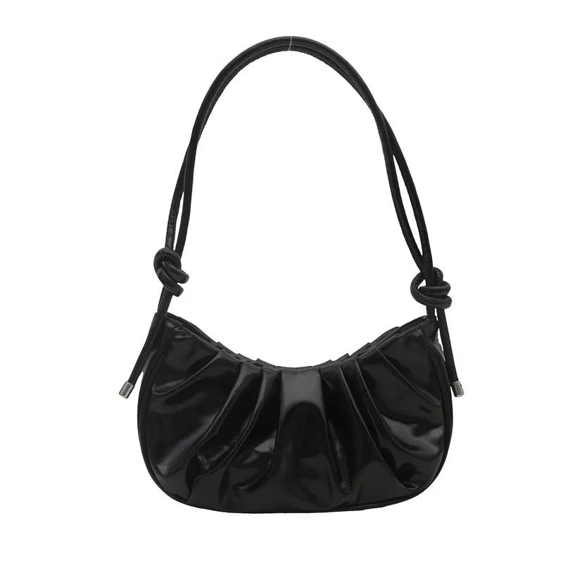 Korean style soft messenger bag with sandwich pockets in horizontal square shape