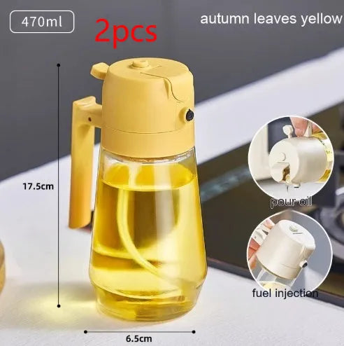 470ml glass olive oil sprayer dispenser in beige, yellow, green, or black colour.