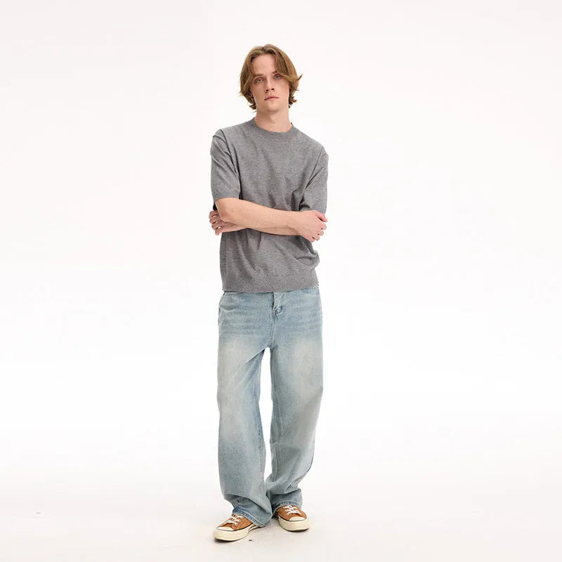 Fanio Velvet short-sleeved T-shirt in solid colour, shown in Black, Gray, and OFF White options.