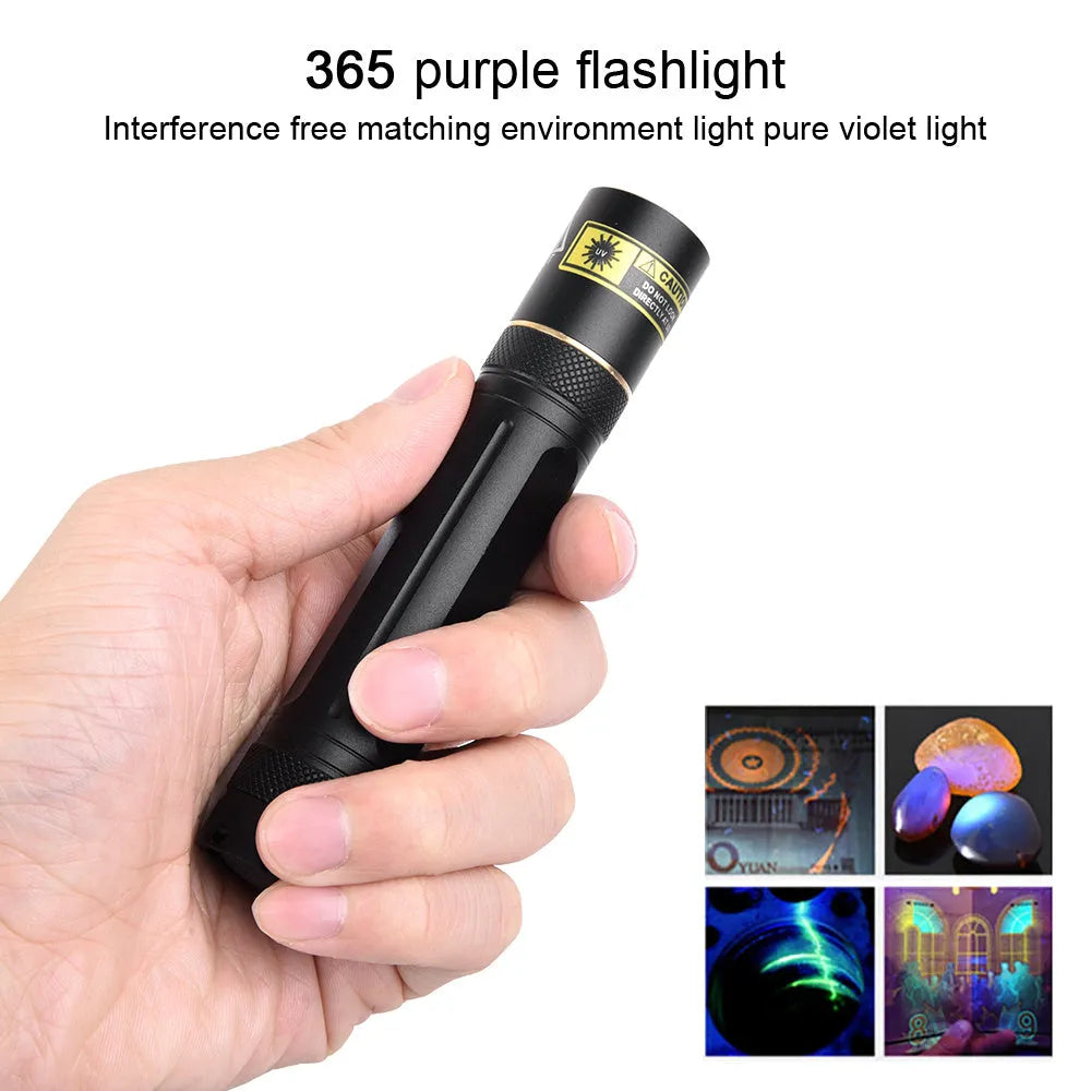 Y36 365nm UV fluorescence detection torch with aluminium alloy housing for professional and home use applications