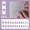 Aurora starry sky pattern short fake nails 24 piece set with glue