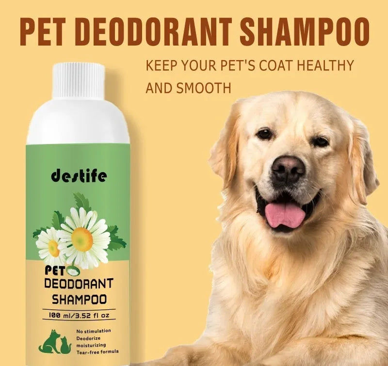 100ml bottle of pet shampoo and conditioner gel with deodoriser for dogs and cats
