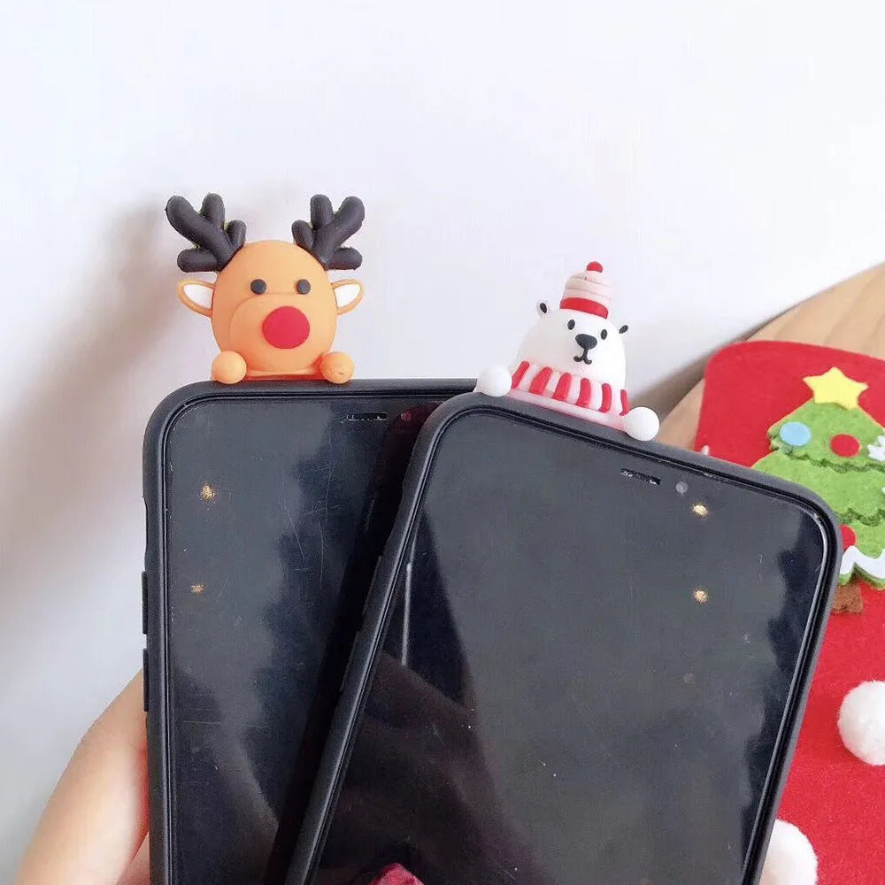 Christmas-themed silicone phone case for iPhone with festive design in four colour options