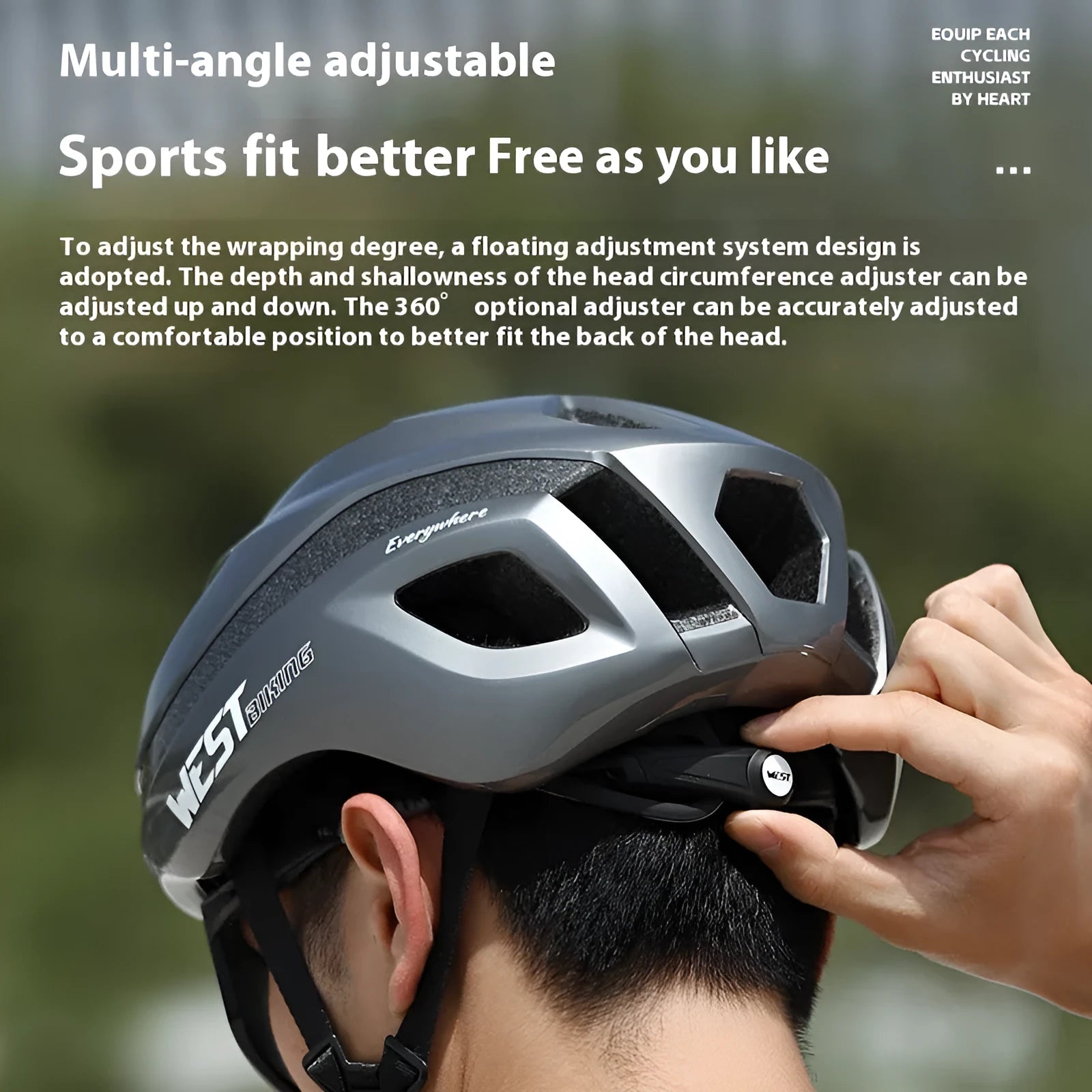 Road cycling helmet in black with PC/EPS construction and adjustable fit system
