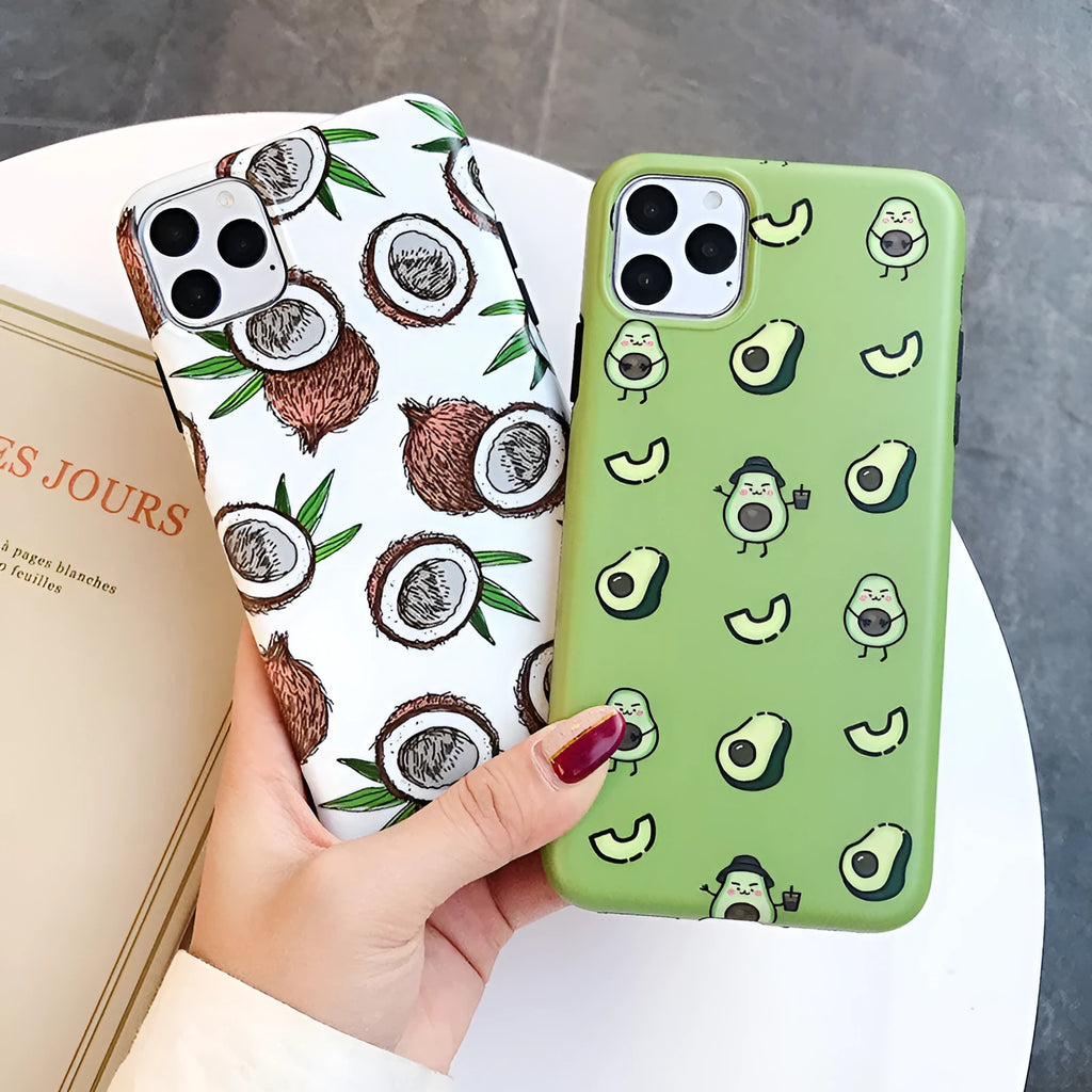 Green avocado cartoon TPU phone case for Apple iPhone back cover