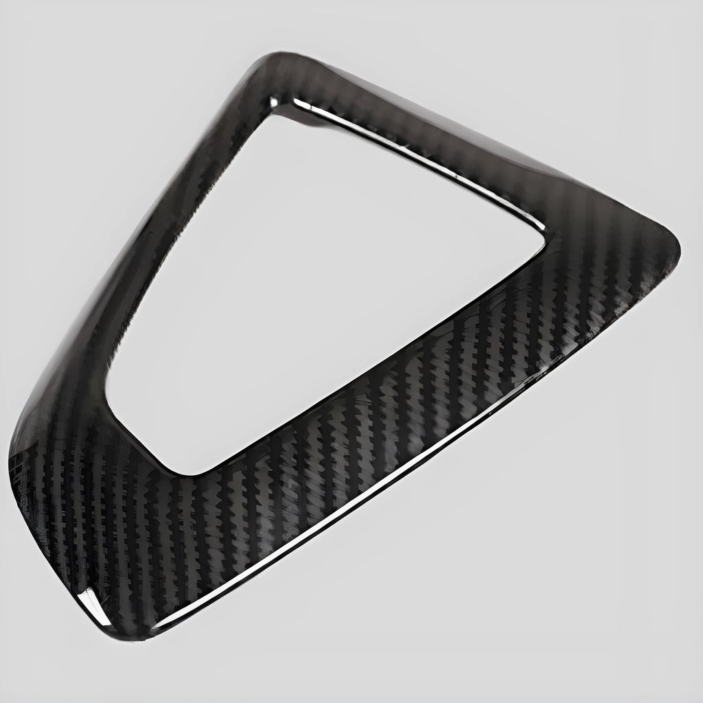 BMW gear selector base frame in ABS with carbon fibre pattern and titanium accent