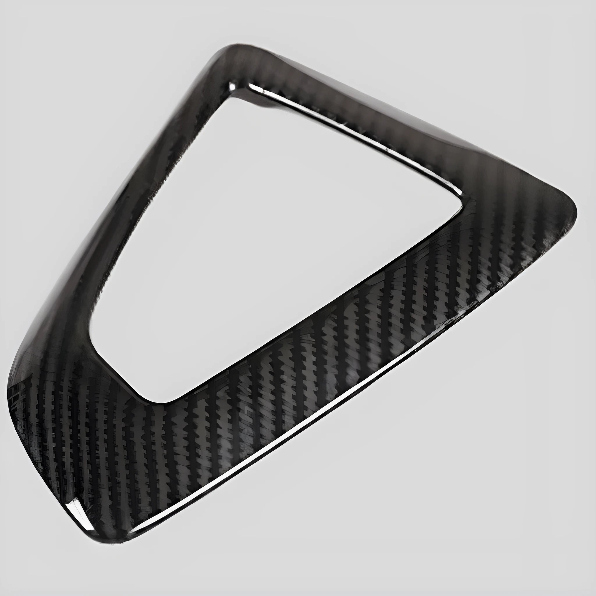 BMW gear selector base frame in ABS with carbon fibre pattern and titanium accent
