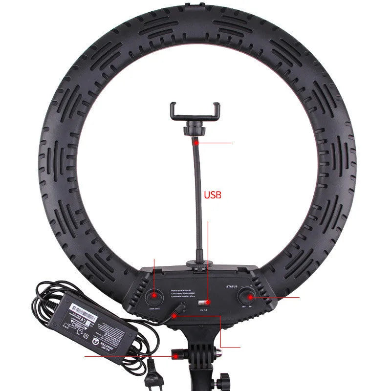 18 inch ring light on a tall tripod with remote control, for live streaming and video