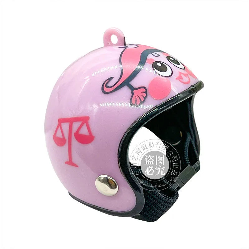 Plastic chicken helmet pet accessory in various colours and designs for poultry headgear.