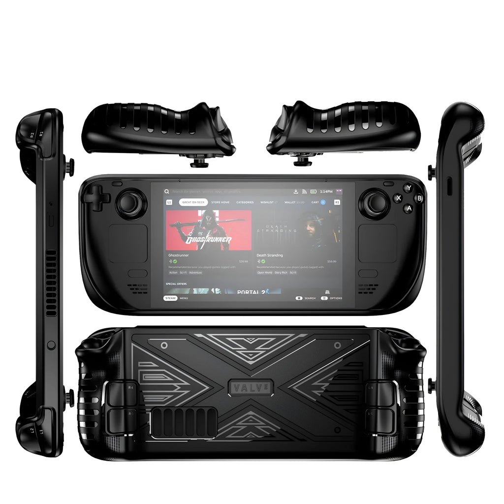 Steam Deck silicone protective case in black, blue and red colour options