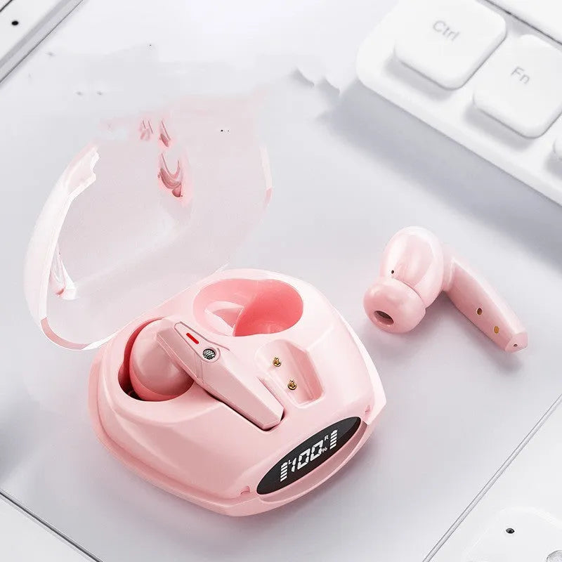Bluetooth TWS earbuds with power display charging case in black and white colours