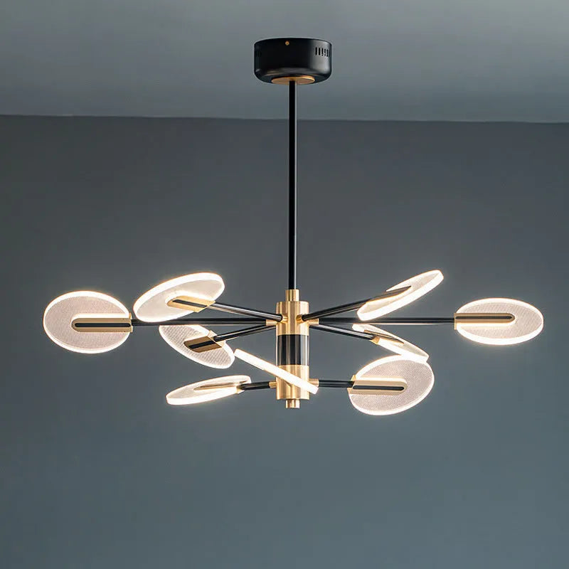 Iron frame and acrylic body LED chandelier pendant light with multiple heads