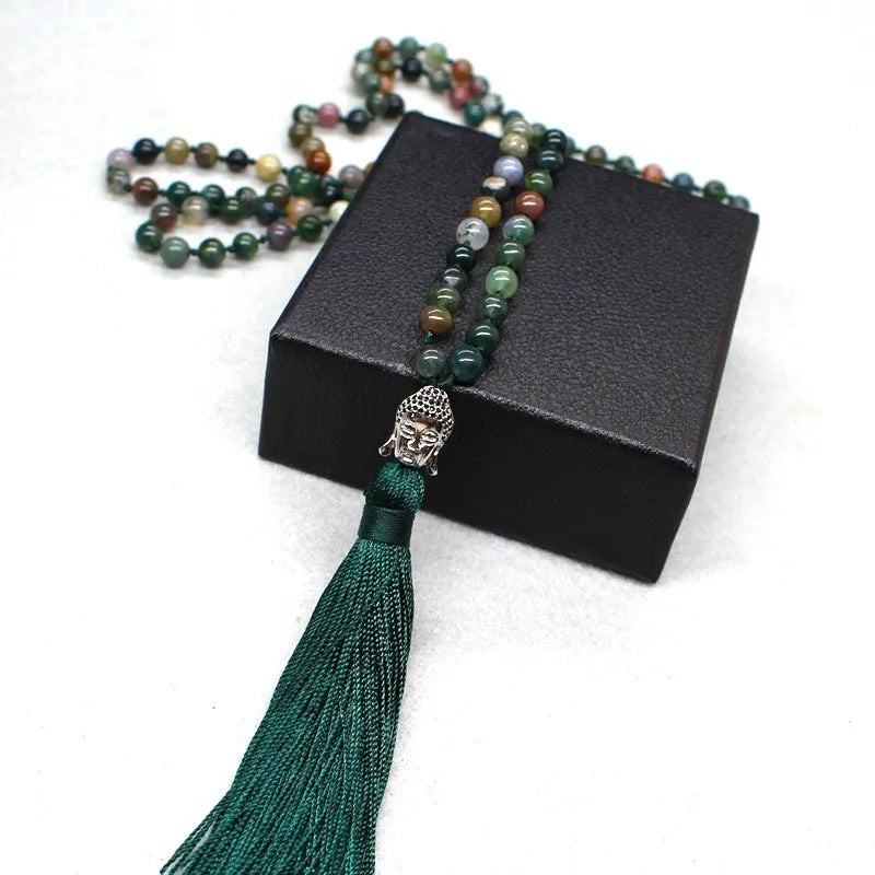 Natural agate bracelet with 108 geometric 6mm beads for blessing rituals and business gifts