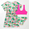 Girls' floral pattern two-piece polyester swimsuit for swimming ages 3-12 years