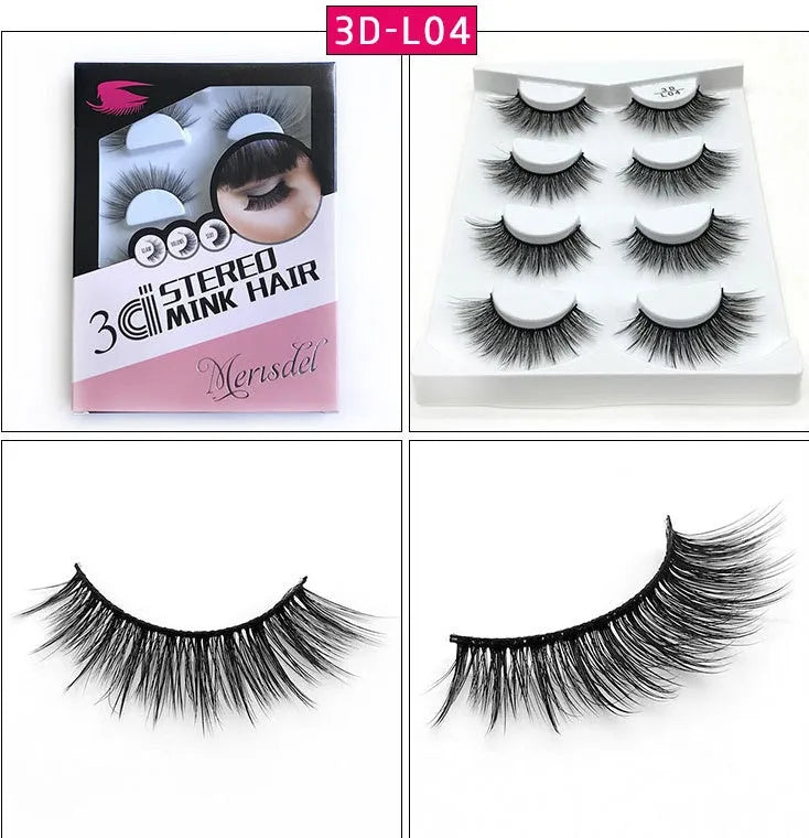 3D false eyelashes handmade from imported fiber with wispy design in L01 style
