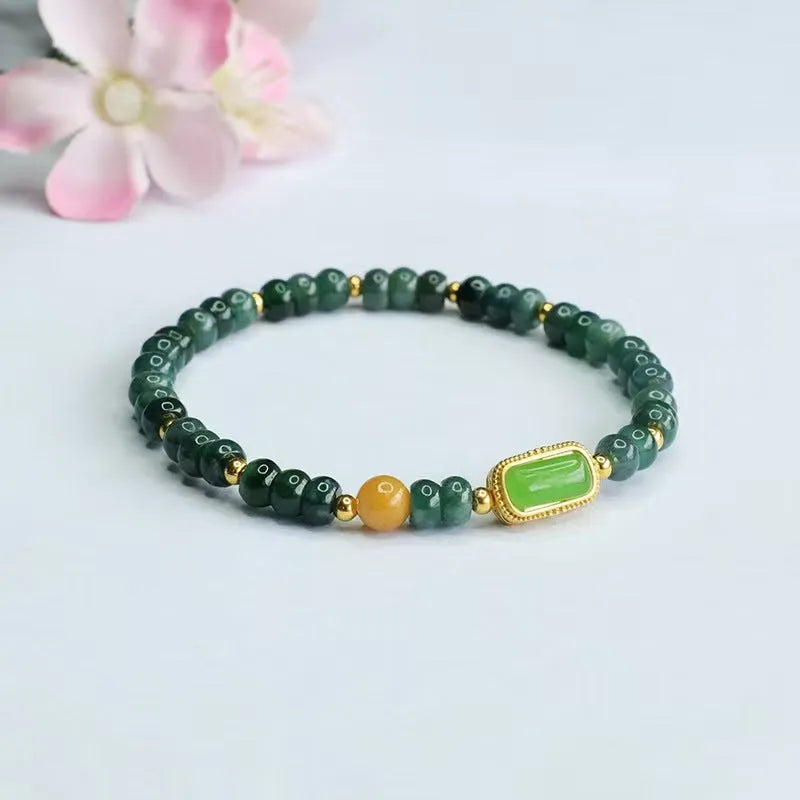Natural stone blue water jade abacus beads bracelet with mixed gemstones for women