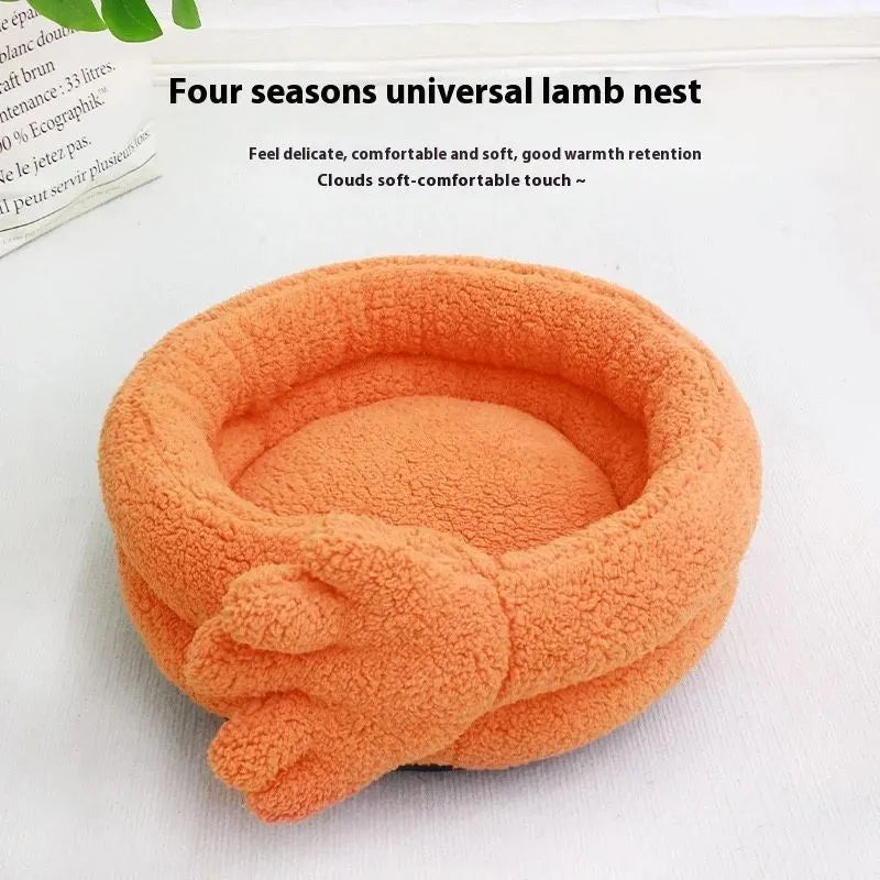 Yellow plush pet kennel mattress measuring 48x20 cm with removable pillow cushion