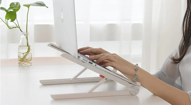 White Whale Race folding laptop bracket with heat sink base for Apple MacBook computers