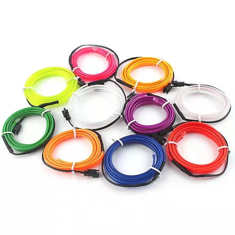 Six-metre long USB-powered LED light cable for car interior ambient lighting in multiple colour options