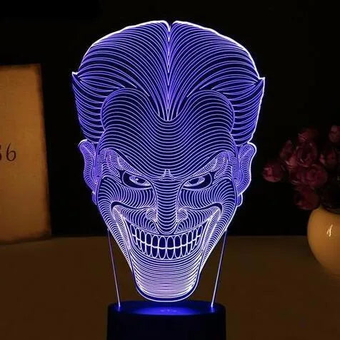 USB-powered 3D acrylic LED lamp with touch control and seven colour options on a desktop