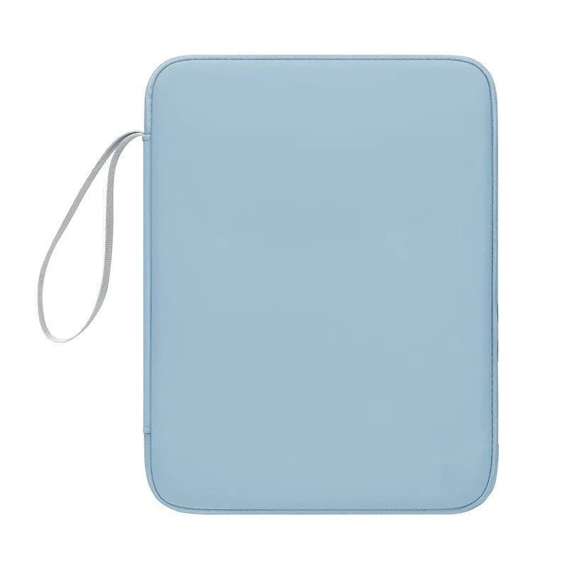 Imitation leather portable tablet protective case with handle in light grey colour