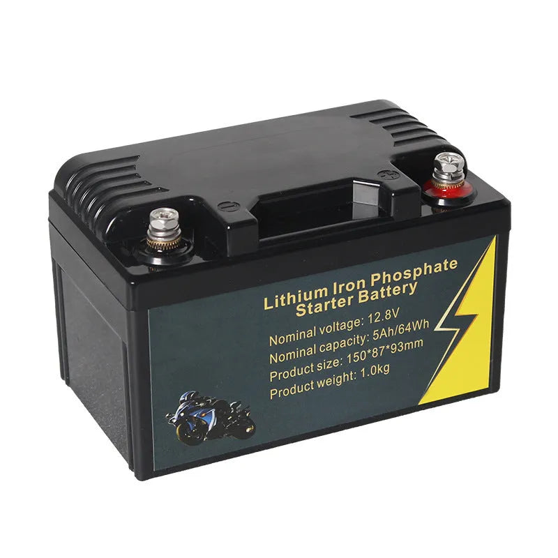 Black 12V 100Ah lithium iron phosphate battery with protection circuits for energy storage