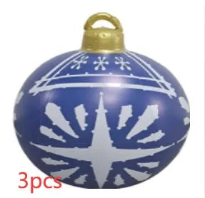 60cm diameter PVC inflatable Christmas ball decoration in various colour patterns