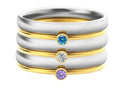 December birthstone engraved titanium steel ring showing geometric shape and superimposed combination design
