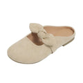 Plus size women's bow toe half slippers in apricot colour with artificial PU upper