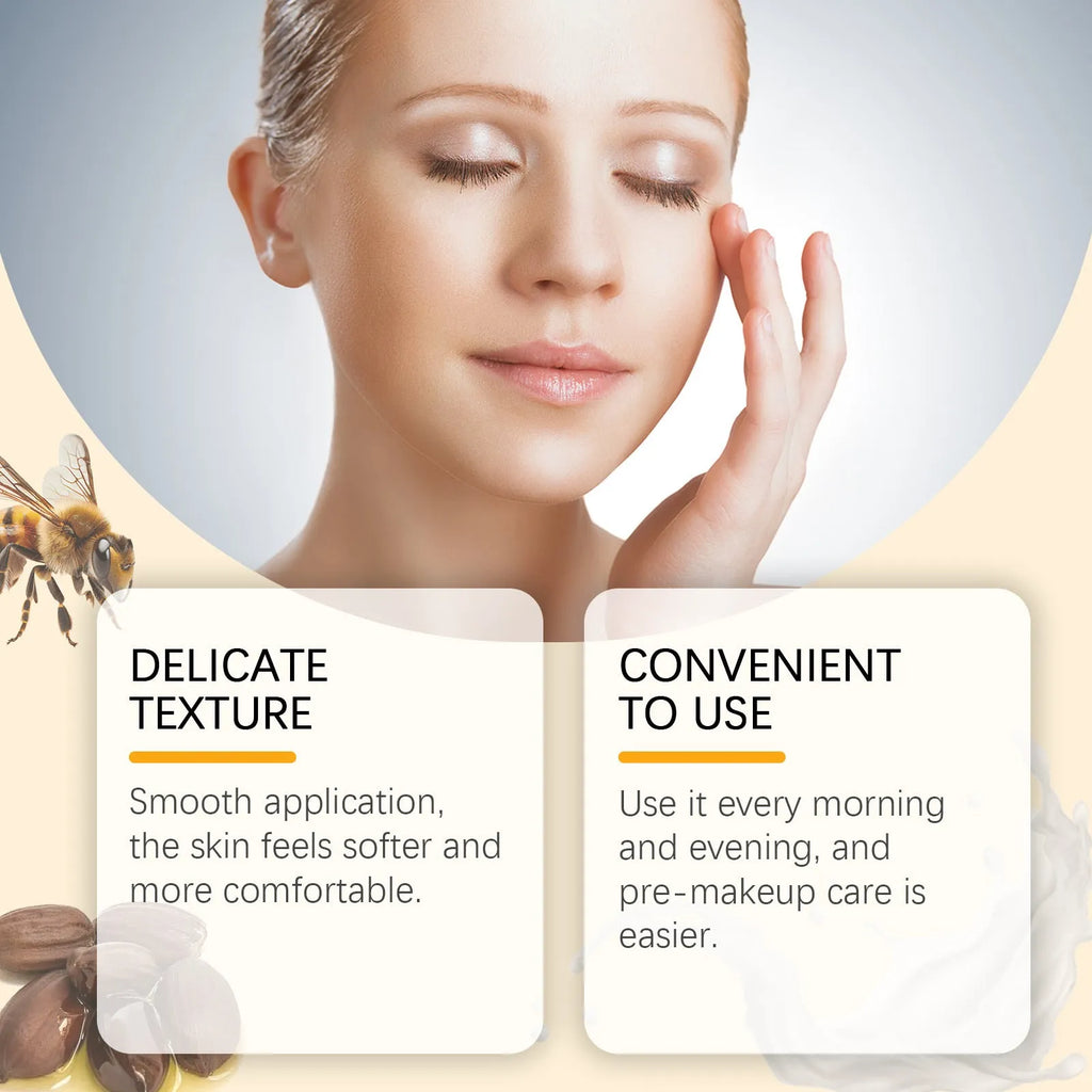 30g jar of facial and neck cream with hydrating formula containing bee venom and jojoba oil