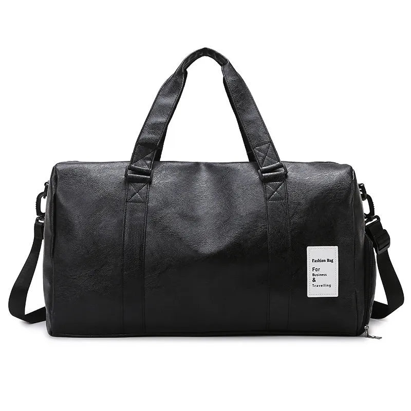 Black dry wet separation fitness shoulder messenger bag showing separate compartments