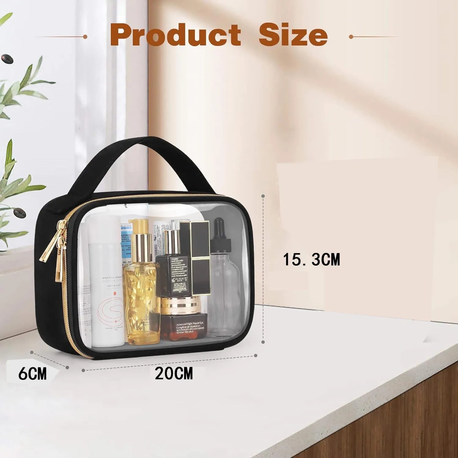 Clear PVC lipstick storage wash bag with detachable chain in multiple colour options
