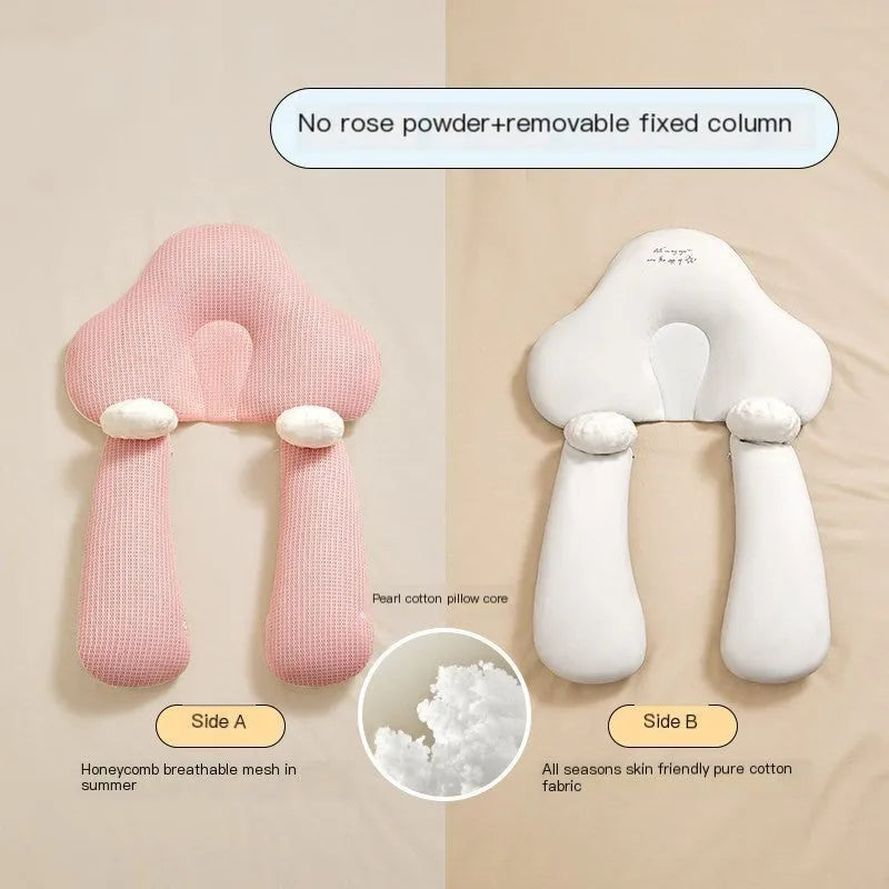 U-shaped baby head shaping pillow in pure cotton with detachable support column